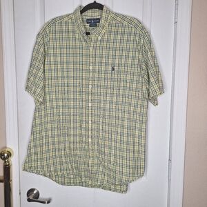 Ralph Lauren Blake Men Classic Fit Short Sleeve Button-Down Shirt Size XL Preppy